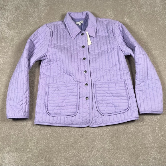ON 34th Jackets & Blazers - On 34th NWT Purple Channel Quilted Chore Jacket Snap Front Patch Pocket Womens S